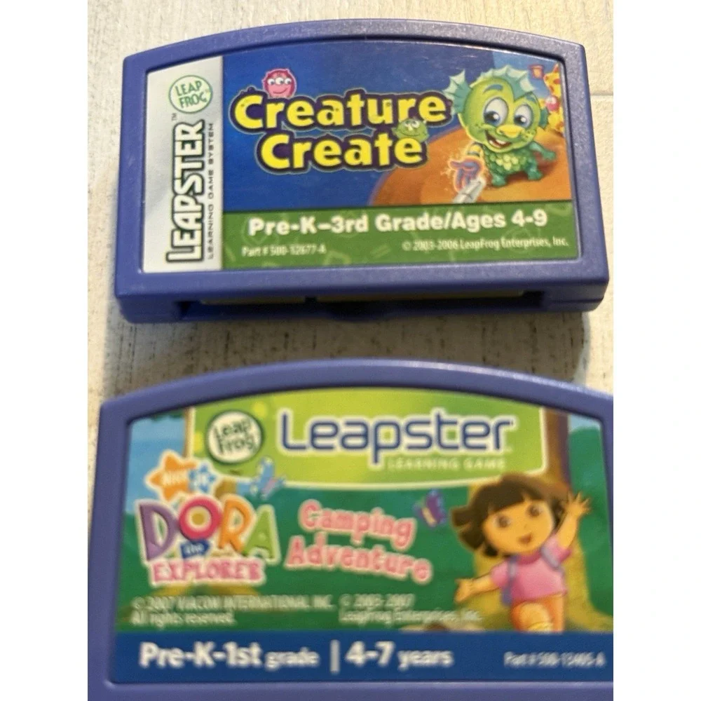LeapFrog Leapster Lot Of 4 Learning Game System Cartridges Cars-Dora-Creature